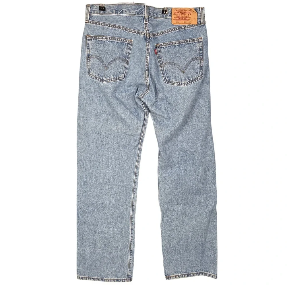 Levis 501 Jeans Mens 36x32 Light Wash Blue Straight Leg Button Fly Y2K 333M